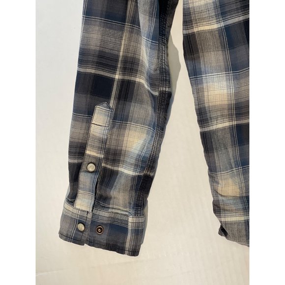 Carhartt Pearl Snap Size Large Button Up Long Sleeve Flannel Shirt Plaid pre-own - Picture 11 of 16